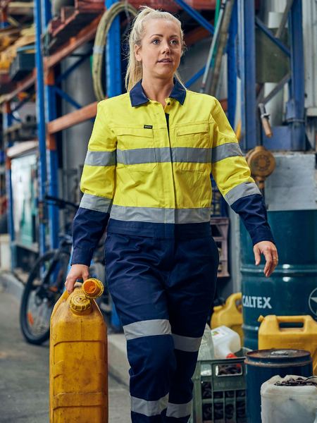 Bisley Womens Taped Hi Vis Cotton Drill Coverall (BCL6066T)