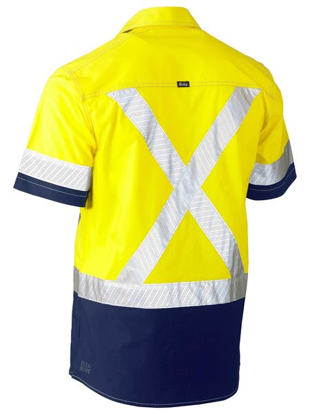 Bisley Flex & Move Two Tone Hi Vis Stretch Utility Shirt Short Sleeve (BS1177XT)