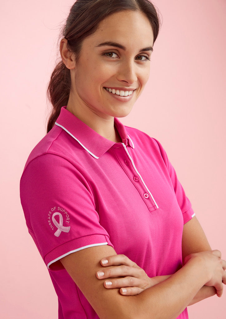 Biz Care Womens Pink Short Sleeve Polo (CST313LS)