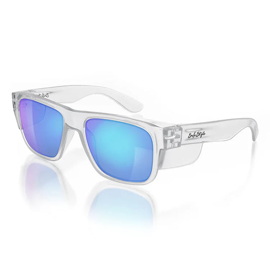 Safestyle Fusions Clear Frame Mirror Blue Polarised Lens (FCBP100)