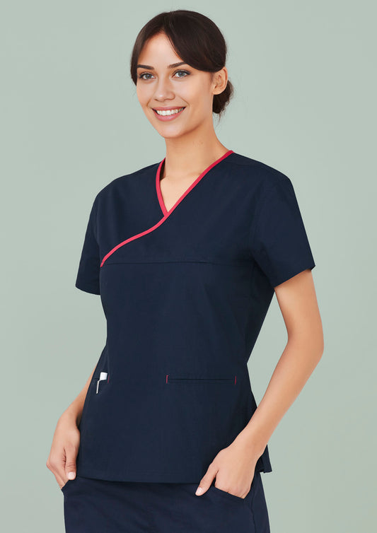 Biz Collection Womens Contrast Scrub Top (H10722)