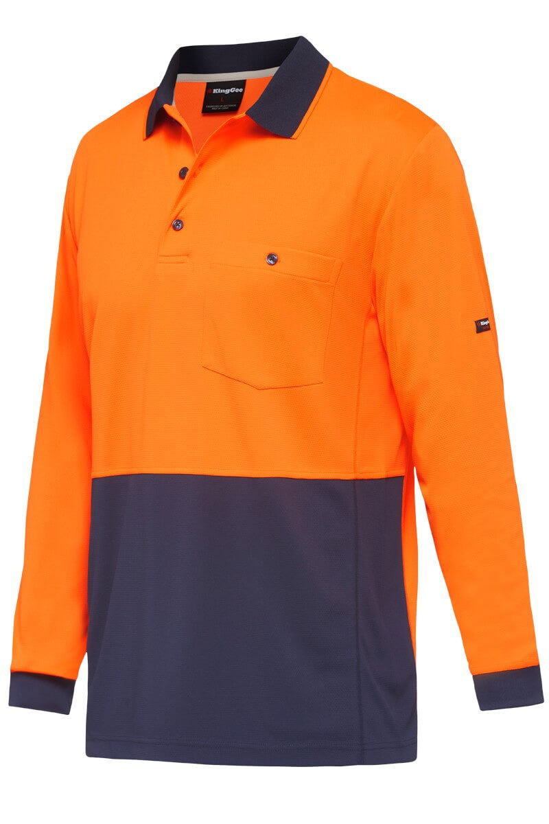 King Gee Workcool Hyperfreeze Hi-Vis Two Tone Long Sleeve Polo Shirt (K54235)