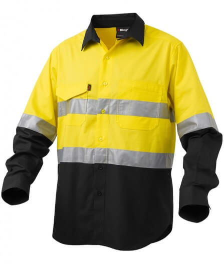 King Gee Workcool 2 Hi-Vis Reflective Two Tone Long Sleeve Work Shirt (K54880)