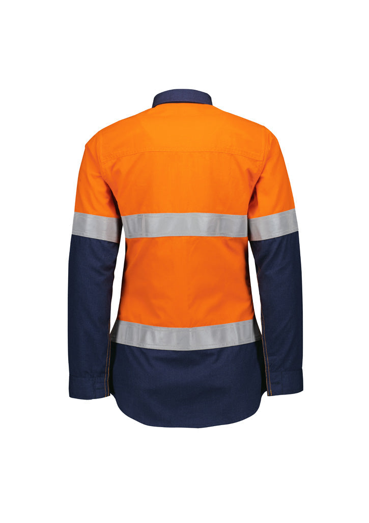 Syzmik Womens Orange Flame Lightweight Ripstop Taped Shirt (ZW170)