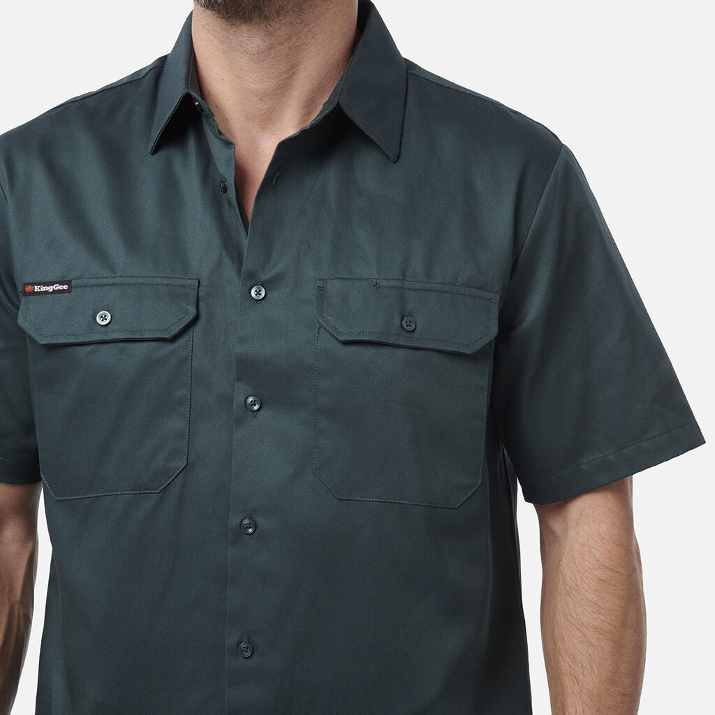 King Gee Originals Short Sleeve Open Front Cotton Drill Work Shirt (K04030)