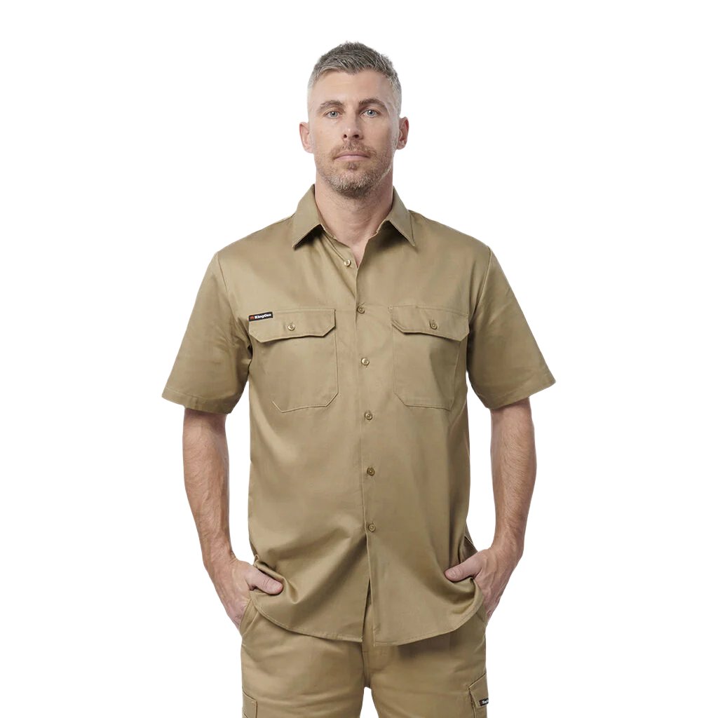 King Gee Originals Short Sleeve Open Front Cotton Drill Work Shirt (K04030)