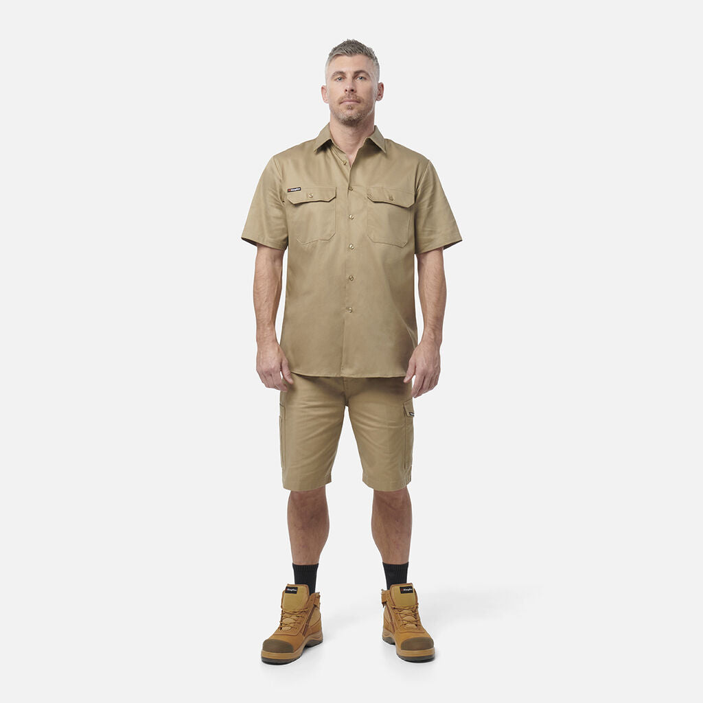 King Gee Originals Short Sleeve Open Front Cotton Drill Work Shirt (K04030)