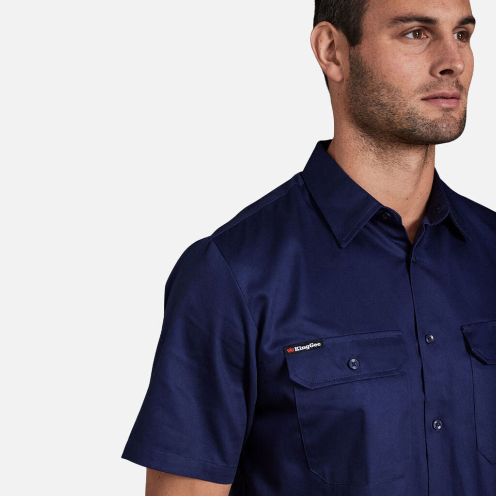 King Gee Originals Short Sleeve Open Front Cotton Drill Work Shirt (K04030)