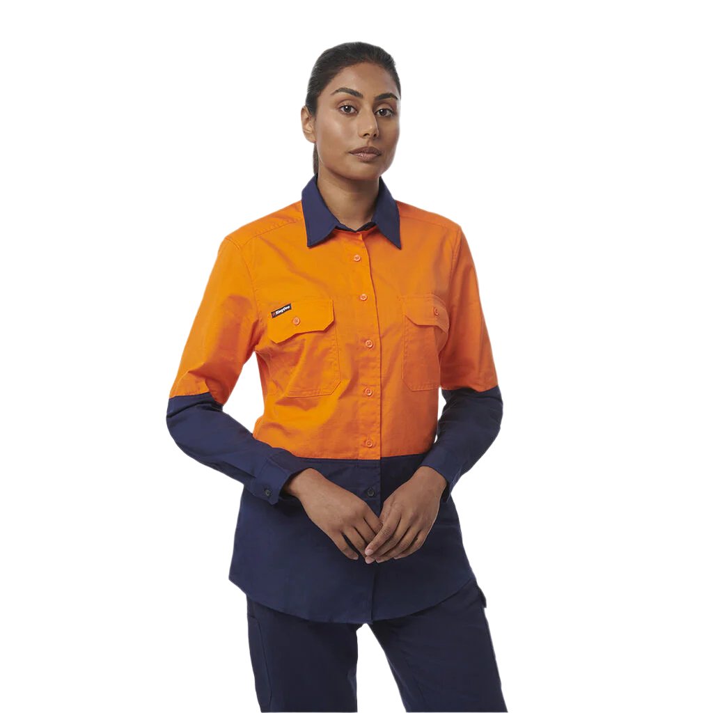 King Gee Women's Workcool Vented Spliced Shirt Long Sleeve (K44226)