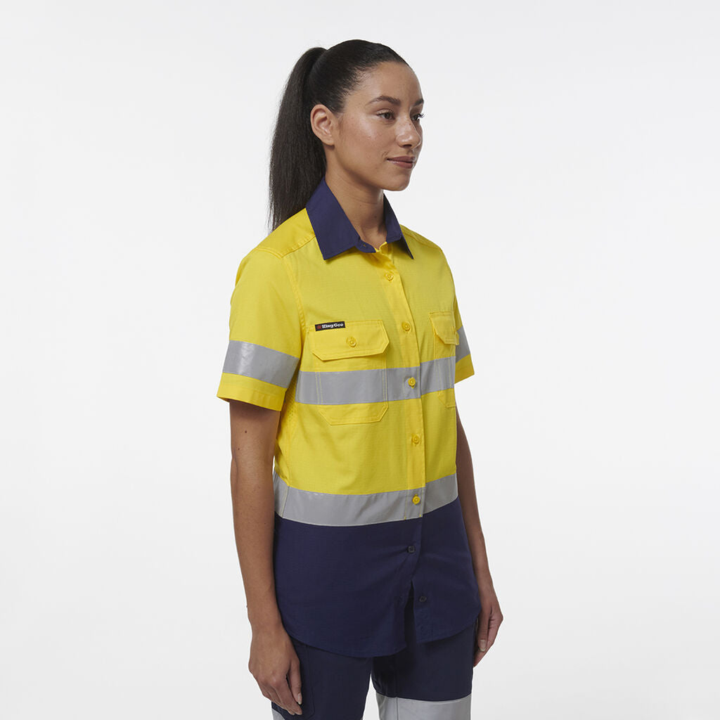 King Gee Women's Workcool Vented Reflective Short Sleeve Shirt (K44229)