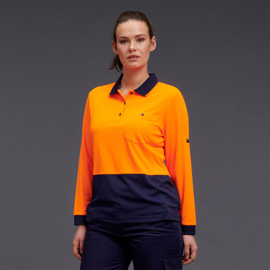 King Gee HyperFreeze Women's Spliced Polo L/S ( K44730)