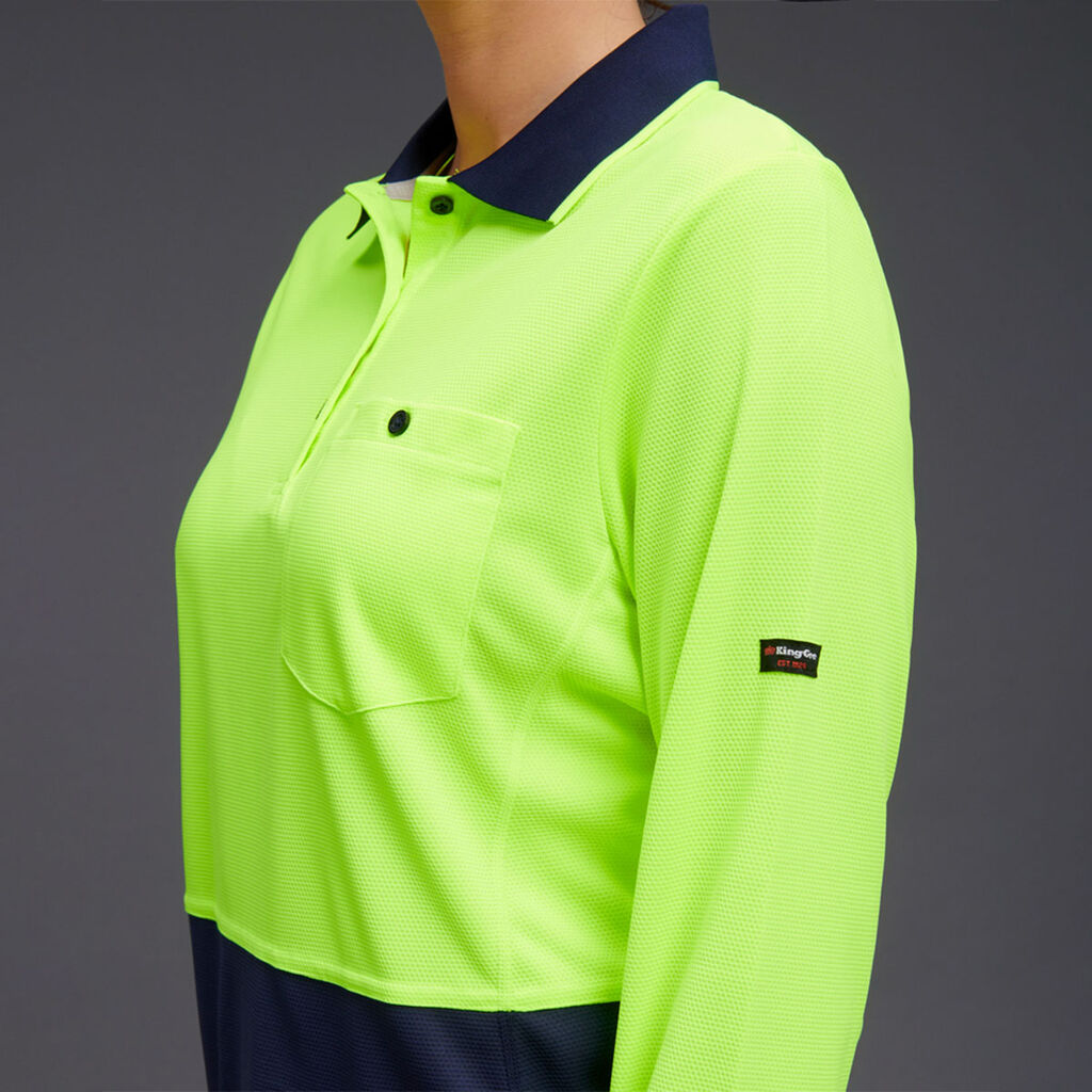 King Gee Women's Workcool Hyperfreeze Hi-Vis Long Sleeve Polo Shirt ( K44730)