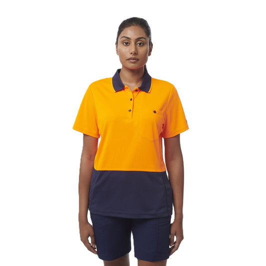 King Gee Women's Workcool Hyperfreeze Hi-Vis Short Sleeve Polo Shirt (K44735)