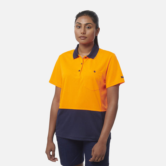 King Gee Women's Workcool Hyperfreeze Hi-Vis Short Sleeve Polo Shirt (K44735)