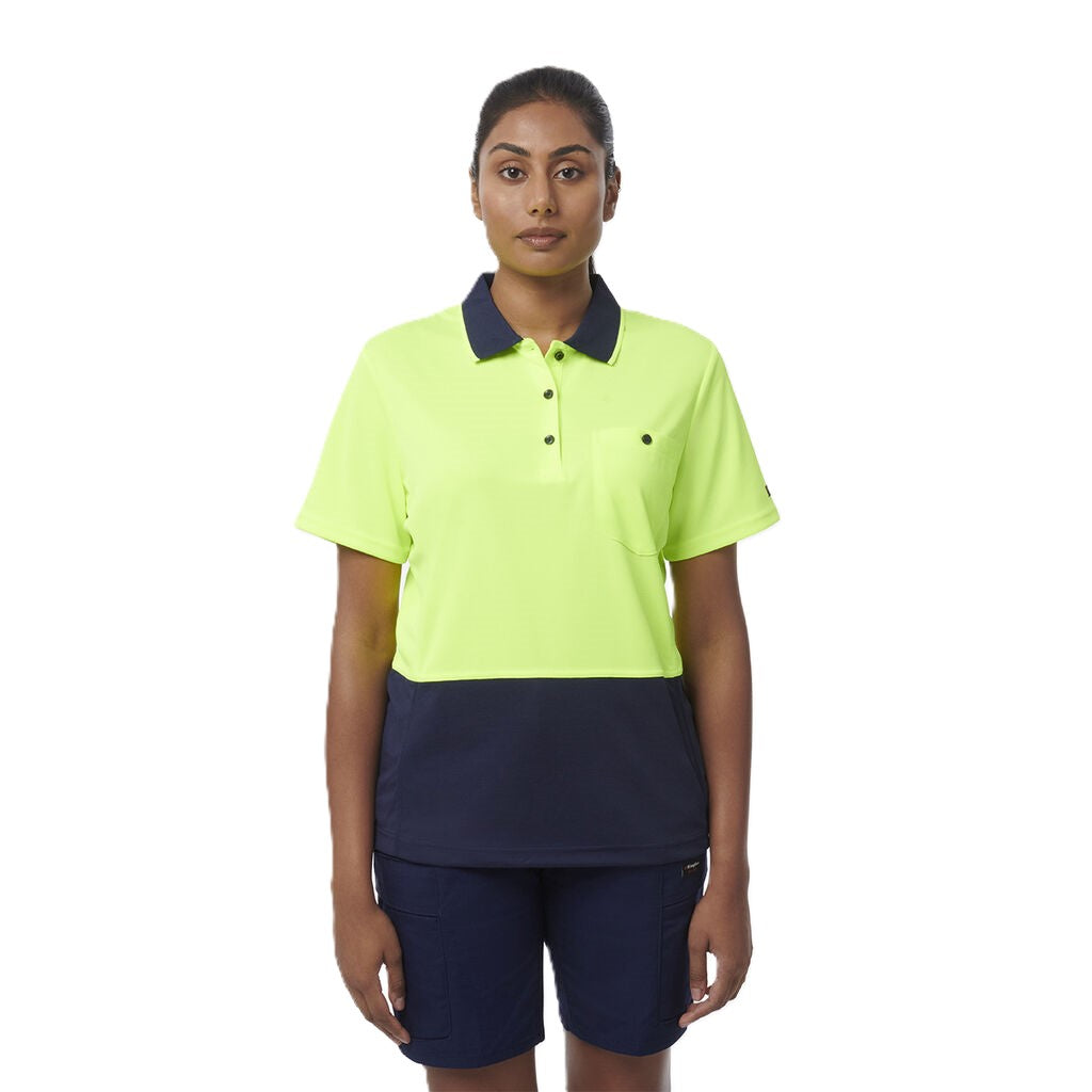 King Gee Women's Workcool Hyperfreeze Hi-Vis Short Sleeve Polo Shirt (K44735)