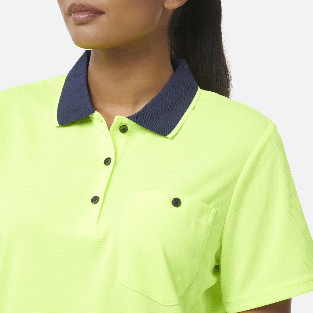 King Gee Women's Workcool Hyperfreeze Hi-Vis Short Sleeve Polo Shirt (K44735)