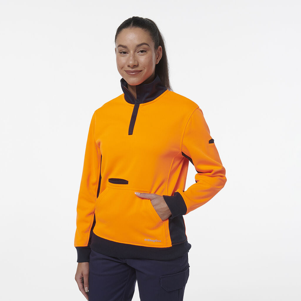 King Gee Women's Spliced Hi Vis 1/4 Zip Fleece (K45008)