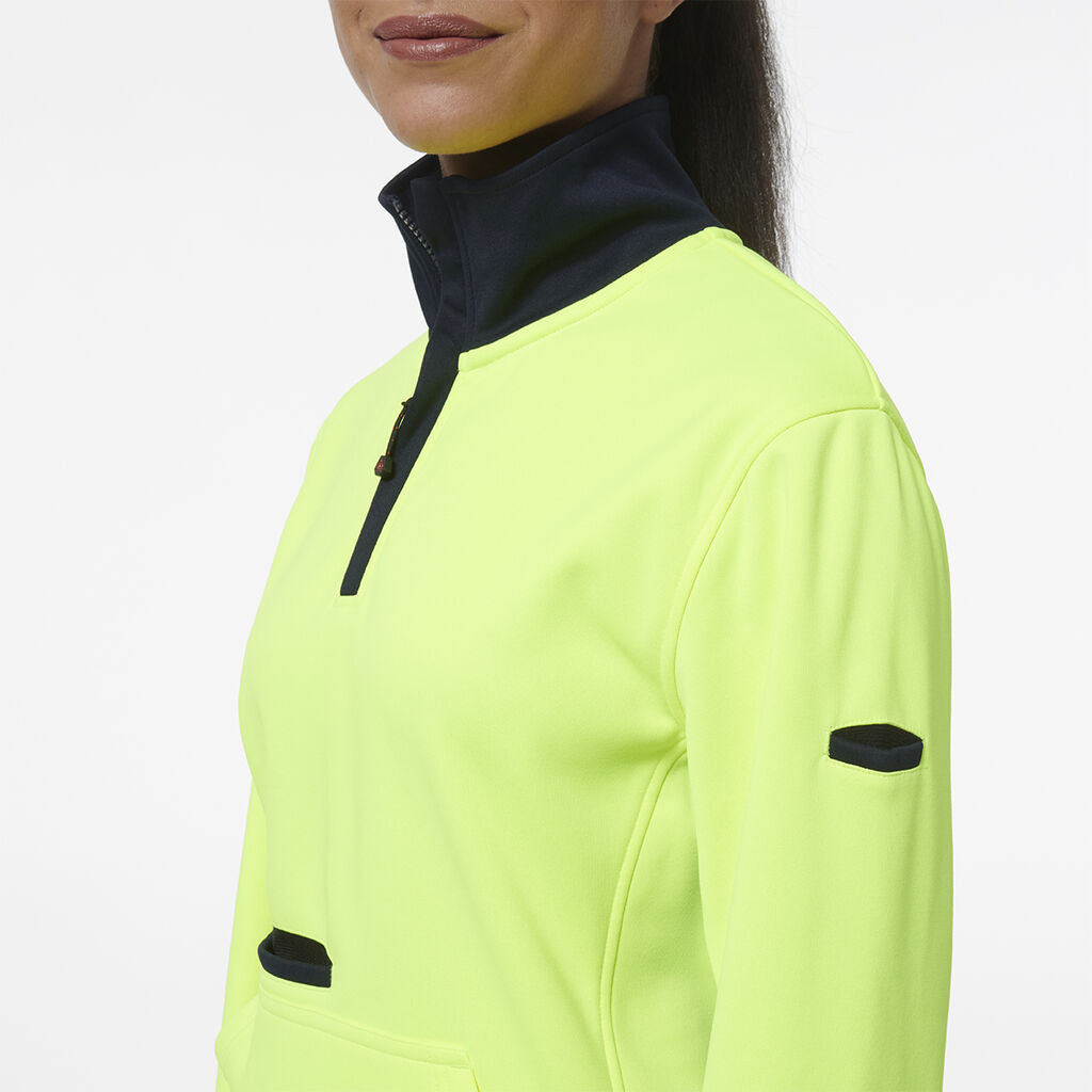 King Gee Women's Spliced Hi Vis 1/4 Zip Fleece (K45008)