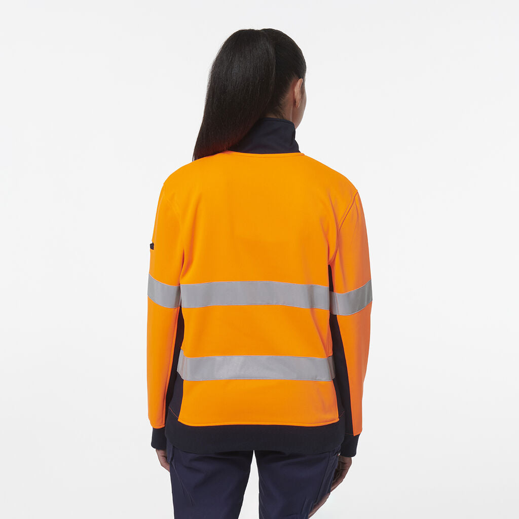 King Gee Women's Hi Vis Reflective Spliced 1/4 Zip Fleece (K45009)