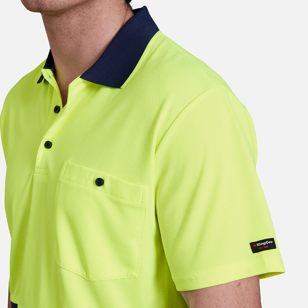 King Gee Workcool Hyperfreeze Hi-Vis Two Tone Short Sleeve Polo Shirt (K54205)