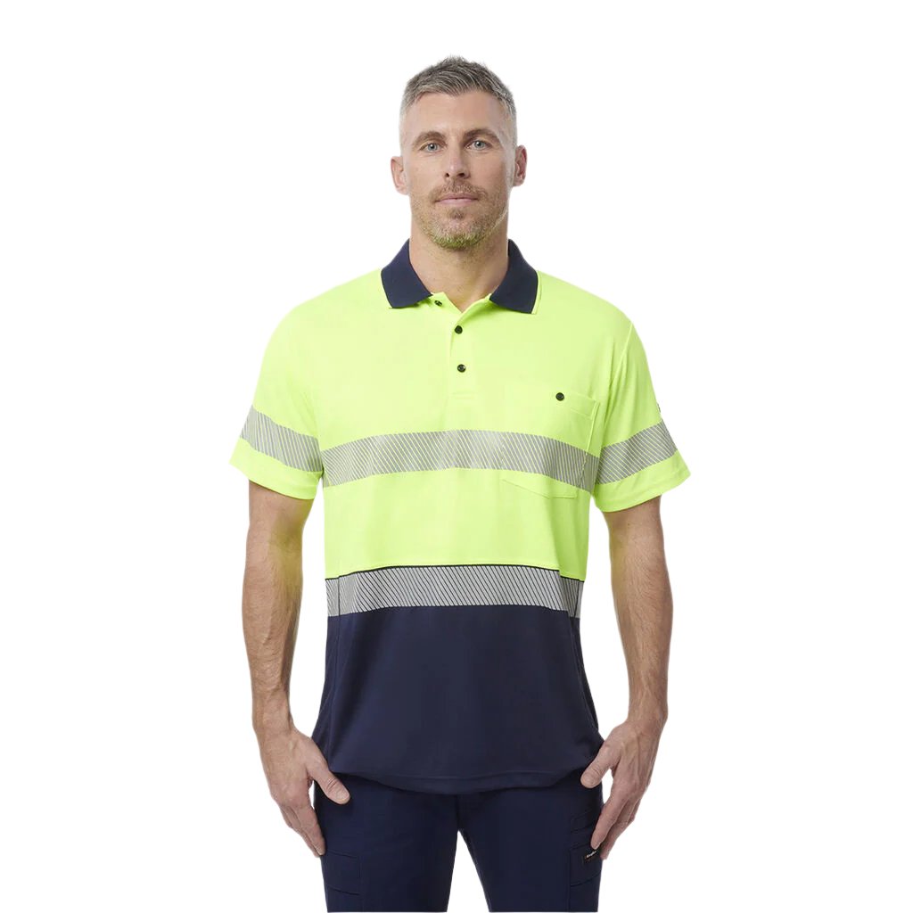 King Gee Workcool Hyperfreeze Spliced Polo Short Sleeve with Segmented Tape-(K54215)