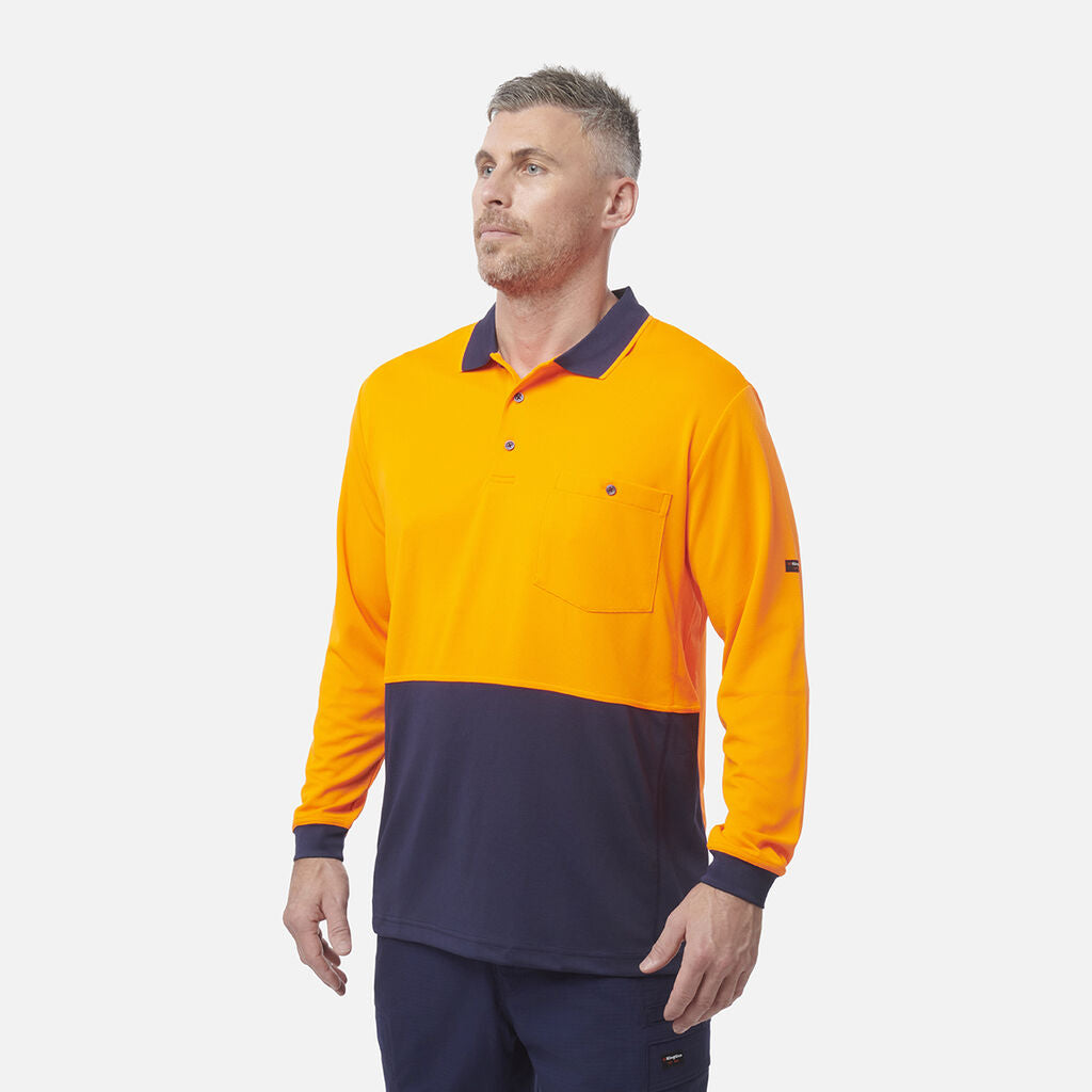 King Gee Hyperfreeze Spliced L/S Polo-(K54235)