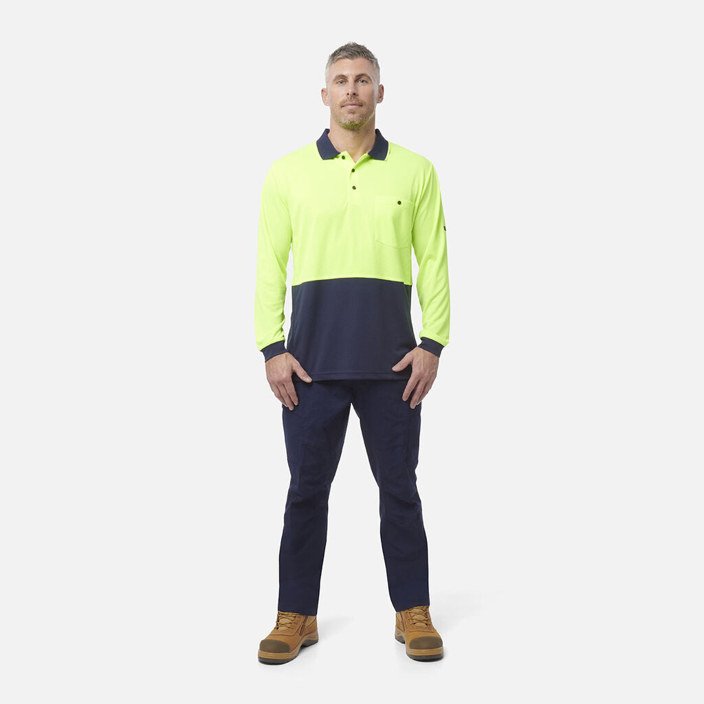 King Gee Workcool Hyperfreeze Hi-Vis Two Tone Long Sleeve Polo Shirt (K54235)