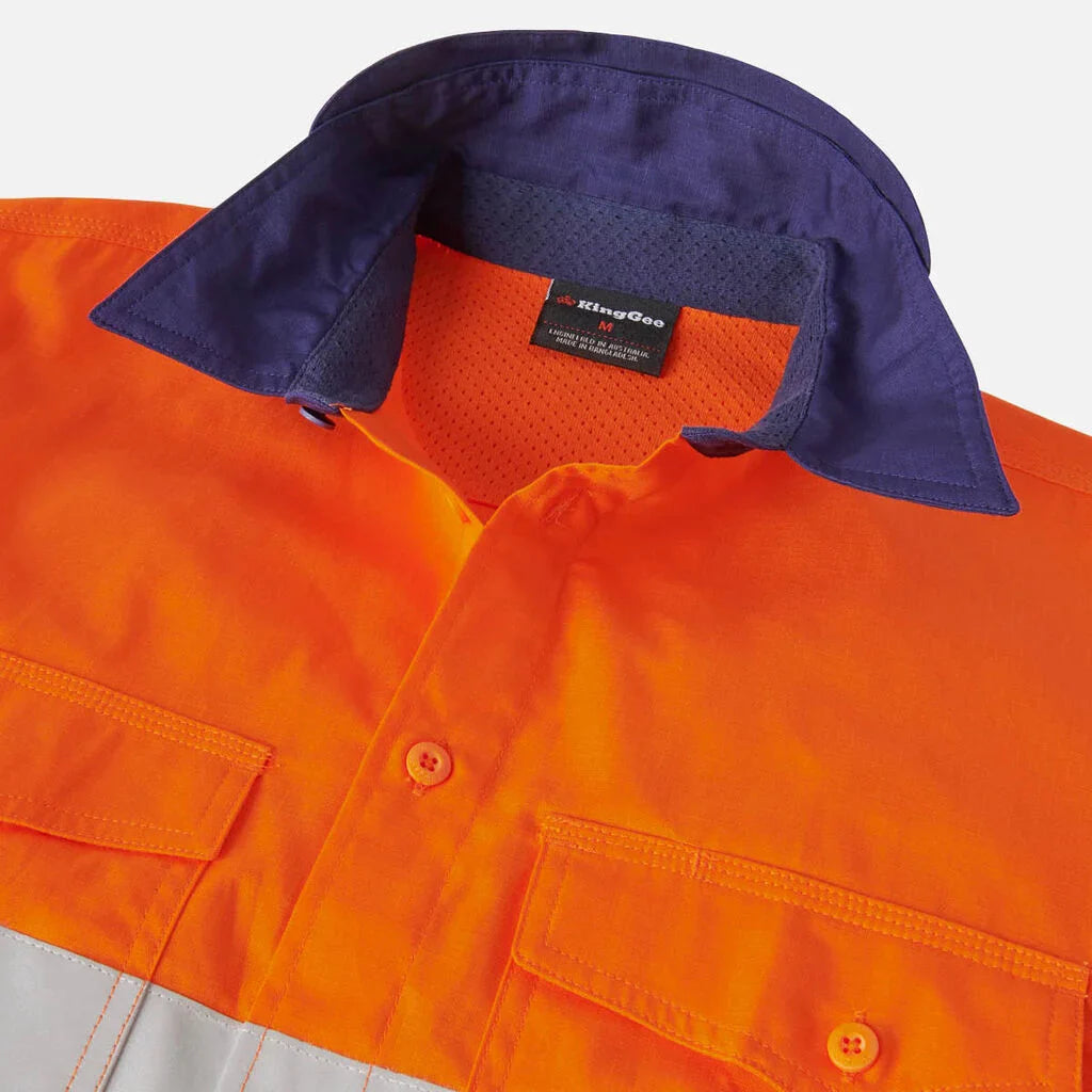 King Gee Workcool 2 Hi-Vis Reflective Two Tone Long Sleeve Work Shirt (K54880)