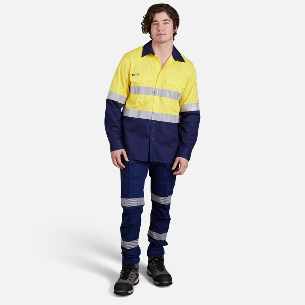 King Gee Workcool 2 Hi-Vis Reflective Two Tone Long Sleeve Work Shirt (K54880)