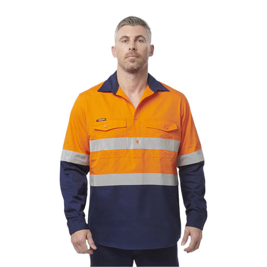 King Gee Workcool 2 Reflective Spliced Closed Front Shirt Long Sleeve (K54886)