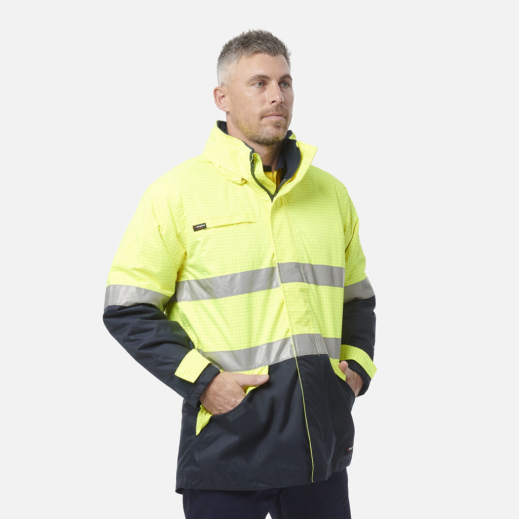 King Gee Hi-Vis Anti Static Waterproof Reflective Work Jacket (K55035)