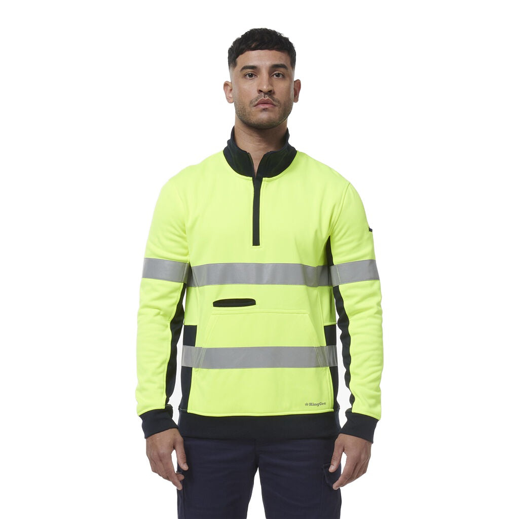 King Gee Hi Vis Reflective Spliced 1/4 Zip Fleece (K55040)