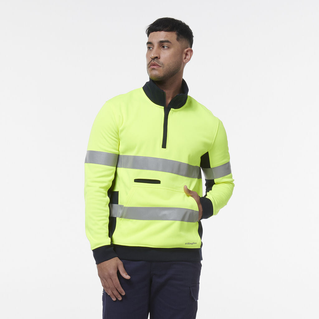 King Gee Hi Vis Reflective Spliced 1/4 Zip Fleece (K55040)