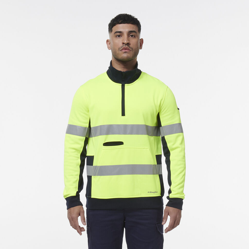 King Gee Hi Vis Reflective Spliced 1/4 Zip Fleece (K55040)