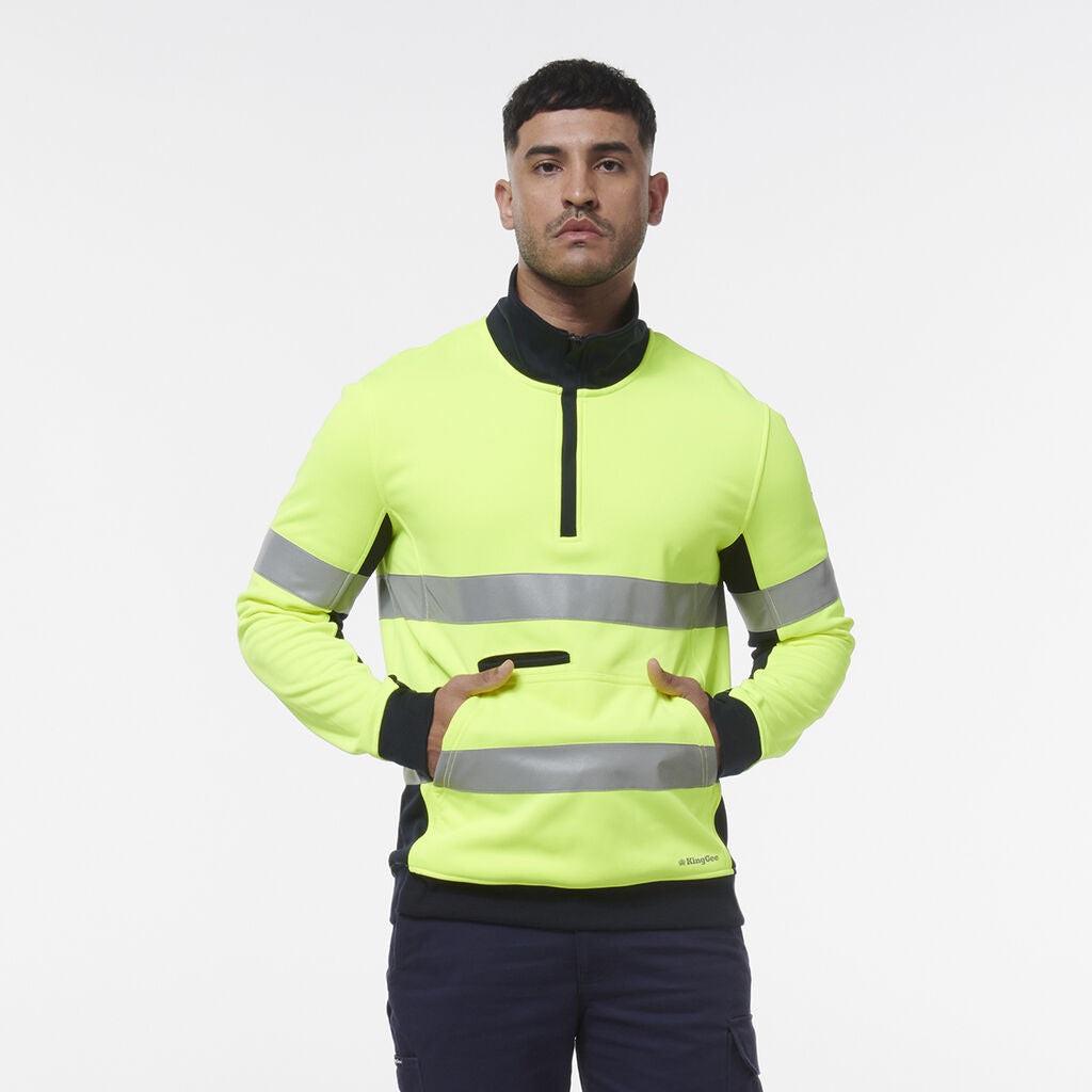 King Gee Hi Vis Reflective Spliced 1/4 Zip Fleece (K55040)