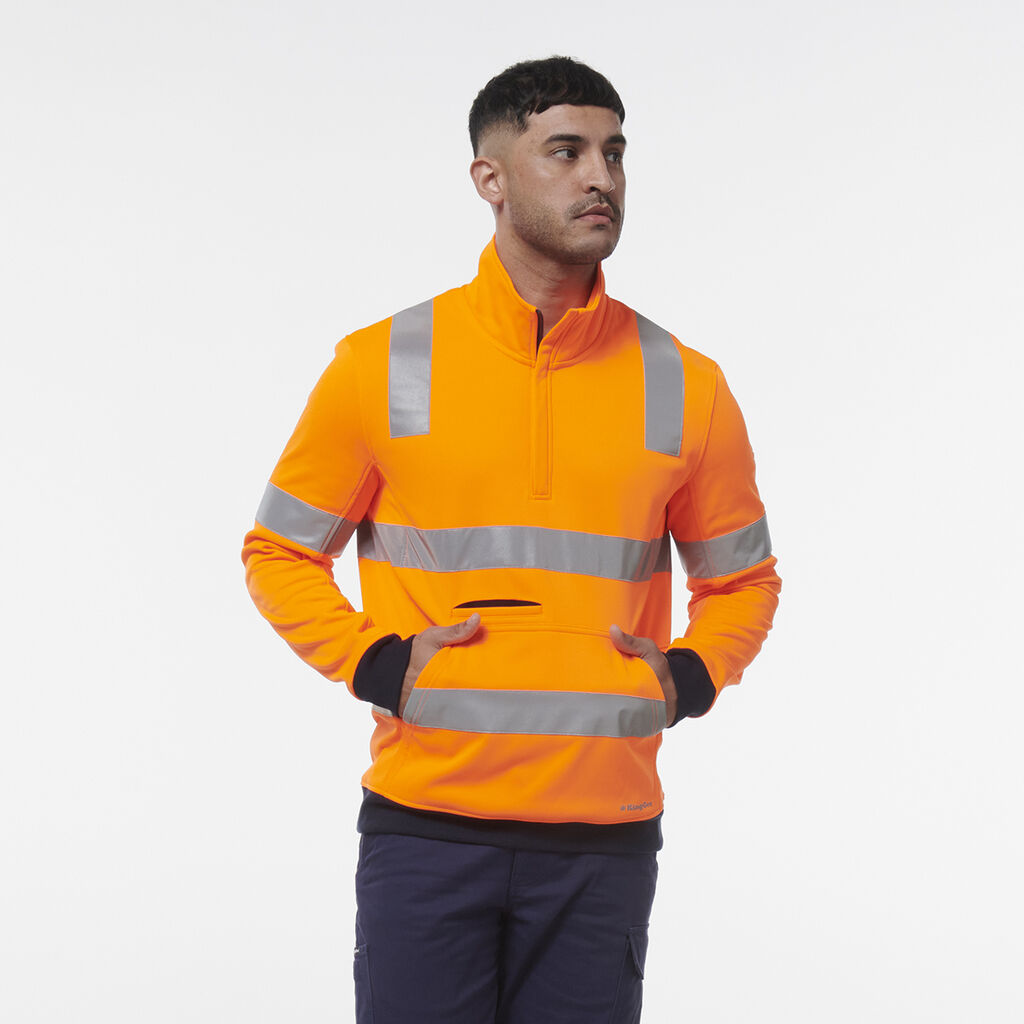 King Gee Hi Vis Reflective 1/4 Zip Fleece X Back (K55057)