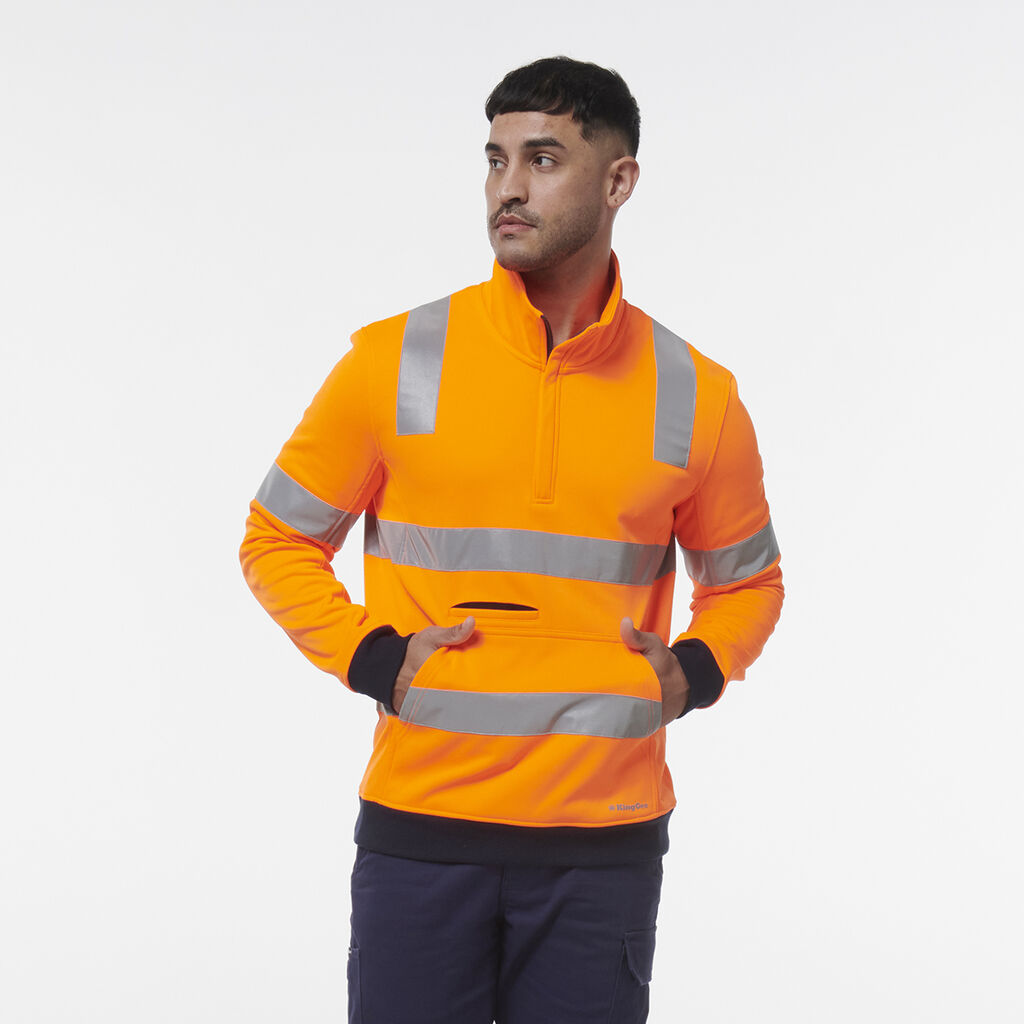 King Gee Hi Vis Reflective 1/4 Zip Fleece X Back (K55057)