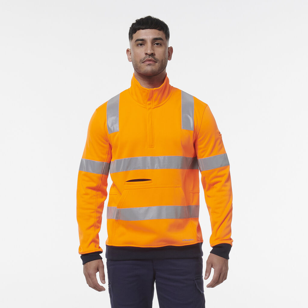 King Gee Hi Vis Reflective 1/4 Zip Fleece X Back (K55057)