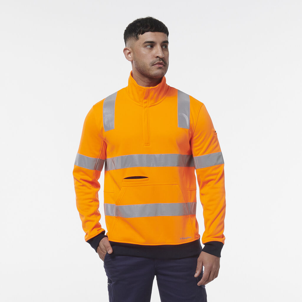 King Gee Hi Vis Reflective 1/4 Zip Fleece X Back (K55057)