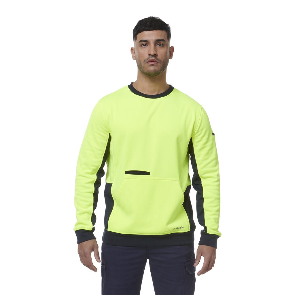 King Gee Hi Vis Spliced Crew Neck Fleece (K55062)