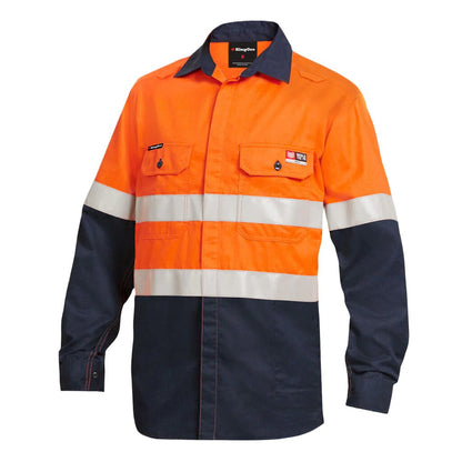 King Gee Shieldtec Lenzing FR Hi-Vis Spliced Open Front Taped Shirt (K84000)