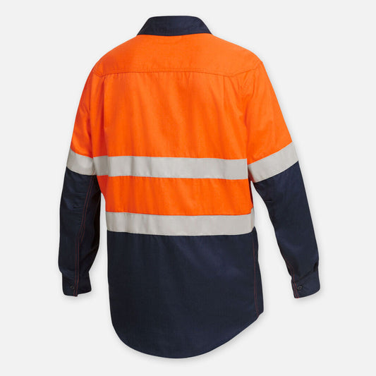 King Gee Shieldtec Lenzing FR Hi-Vis Spliced Open Front Taped Shirt (K84000)