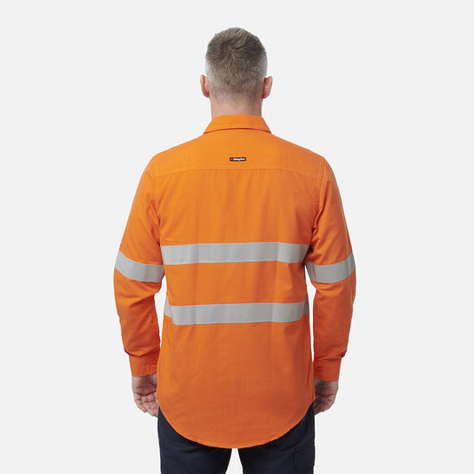 King Gee Shieldtec Lenzing FR Hi-Vis Spliced Open Front Taped Shirt (K84001)