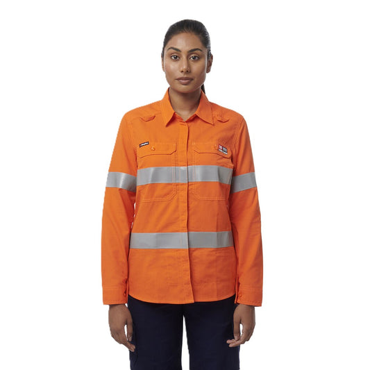 King Gee Women's Shieldtec Lenzing FR Hi-Vis Open Front Taped Shirt (K84003)