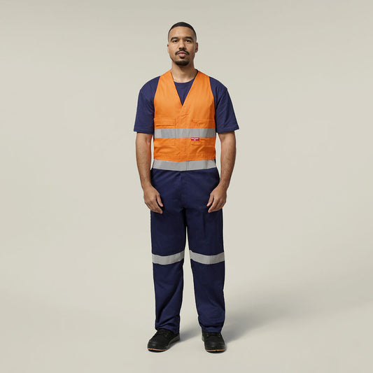 Hard Yakka Hi-Vis 2Tone Action Back Cotton Taped Overall (Y01055)