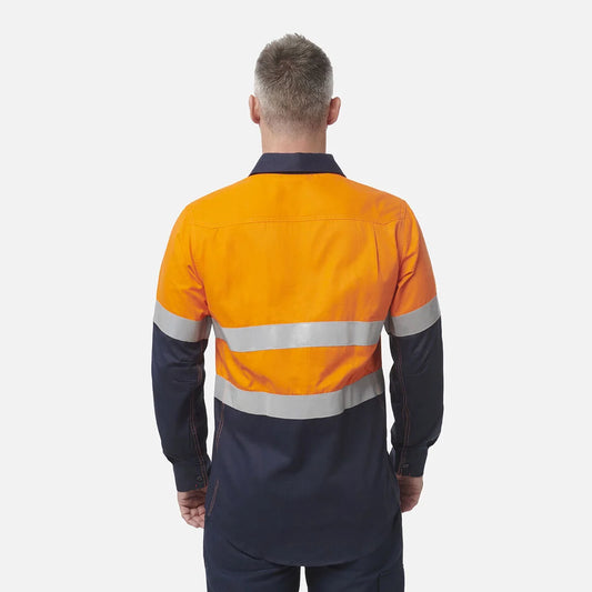 King Gee ShieldTec FR Hi Vis 2 Tone Closed Front Taped Shirt (Y04550)