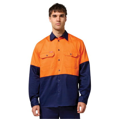 Hard Yakka Core Hi-Vis Long Sleeve Heavyweight Cotton Drill Shirt (Y04605)