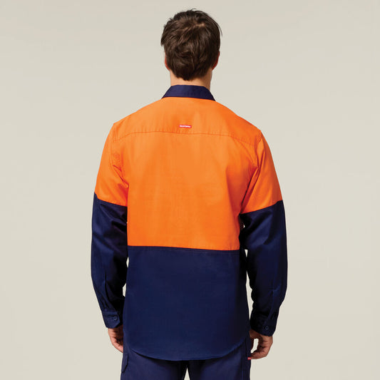 Hard Yakka Core Hi-Vis Long Sleeve Heavyweight Cotton Drill Shirt (Y04605)