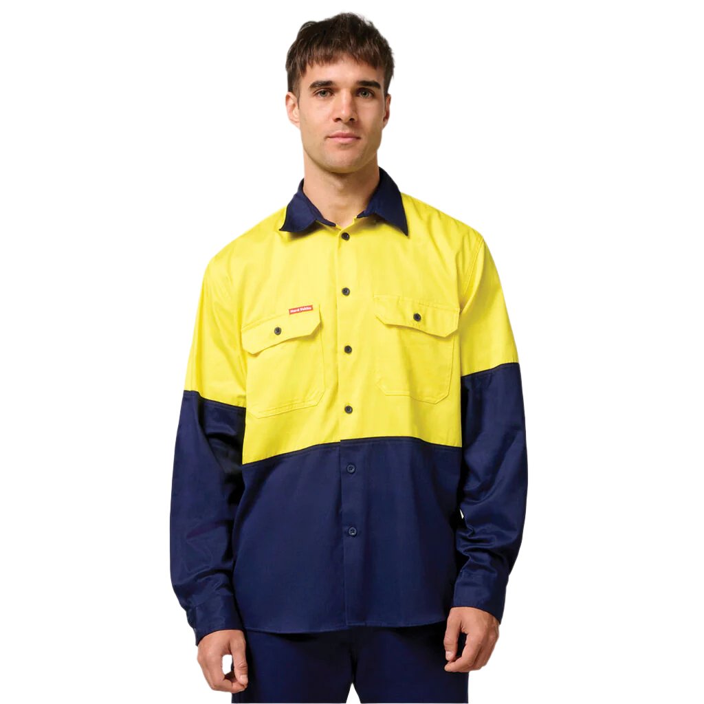 Hard Yakka Core Hi-Vis Long Sleeve Heavyweight Cotton Drill Shirt (Y04605)