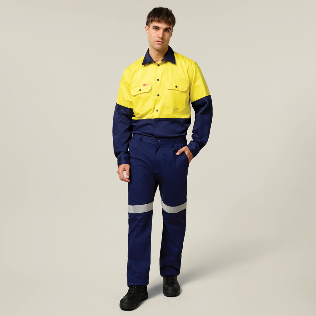 Hard Yakka Core Hi-Vis Long Sleeve Heavyweight Cotton Drill Shirt (Y04605)